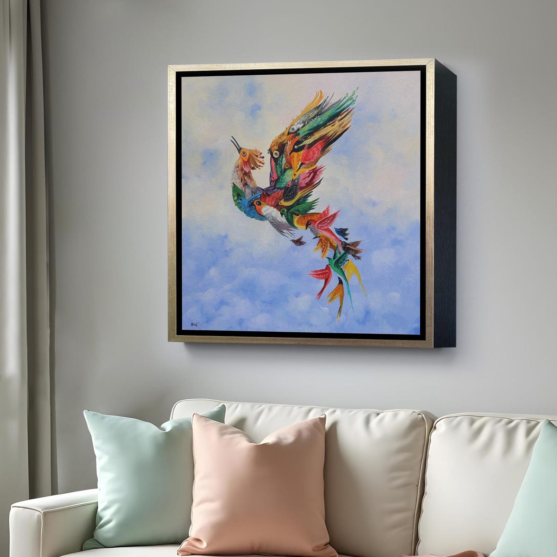 Colorful Phoenix Bird Multicolor Feather Sky Abstract Art Poster - Image 4