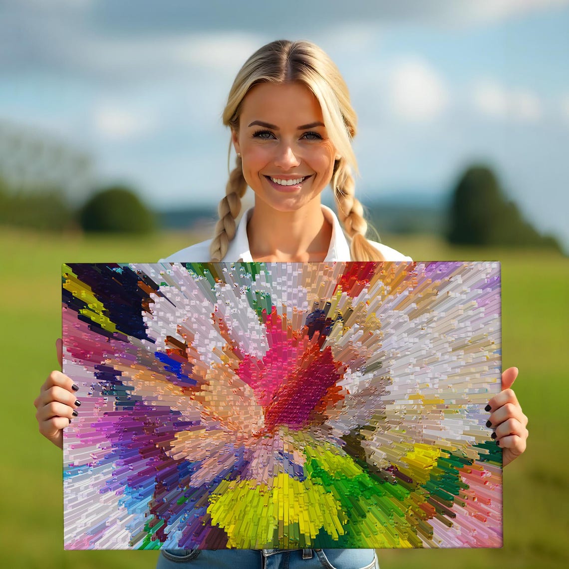 Abstract Colorful Explosion Brushstroke Burst 3D Digital Art Poster - Image 5