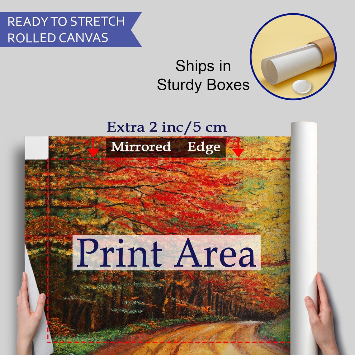 Forest Road Oil Painting Look Decorative Wall Art Nature Decor Nature Wall Decor Landscape Wall Table - Image 4