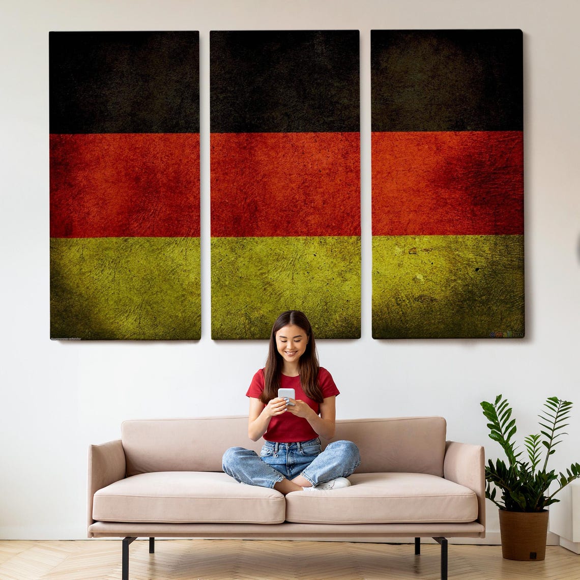 Distressed German Flag Grunge Texture Black Red Gold Vintage Wall Art - Image 2