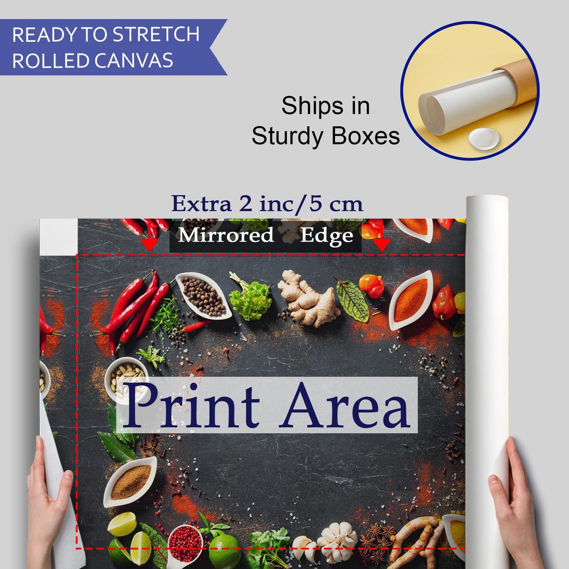 Spices On Dark Slate Flat Lay Photography Kitchen Wall Art Print - Image 4