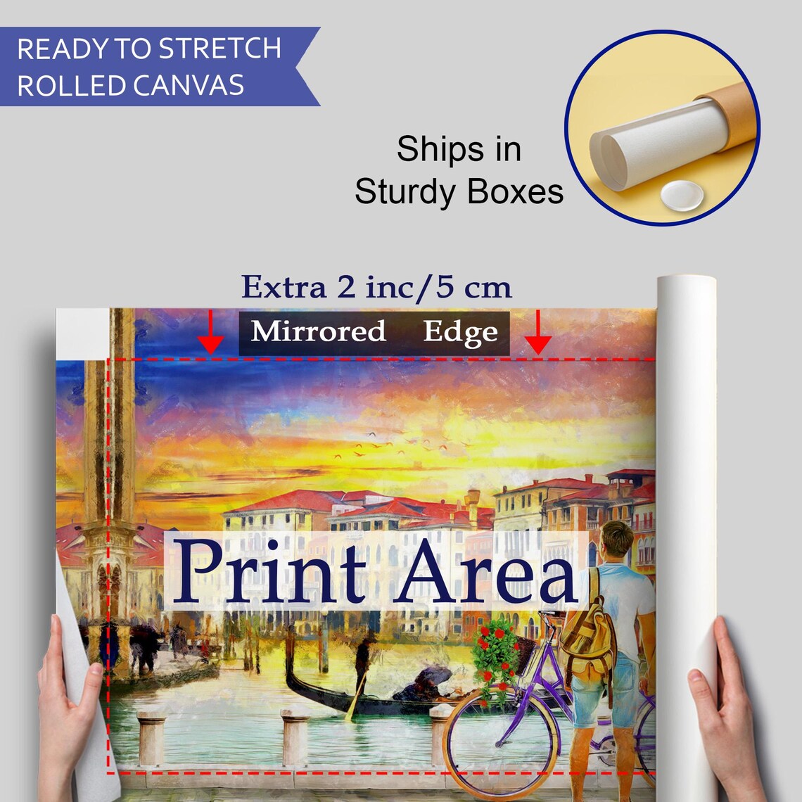 Romantic Venice Canal Sunset Couple With Bike Gondolas Italy Poster - Image 4