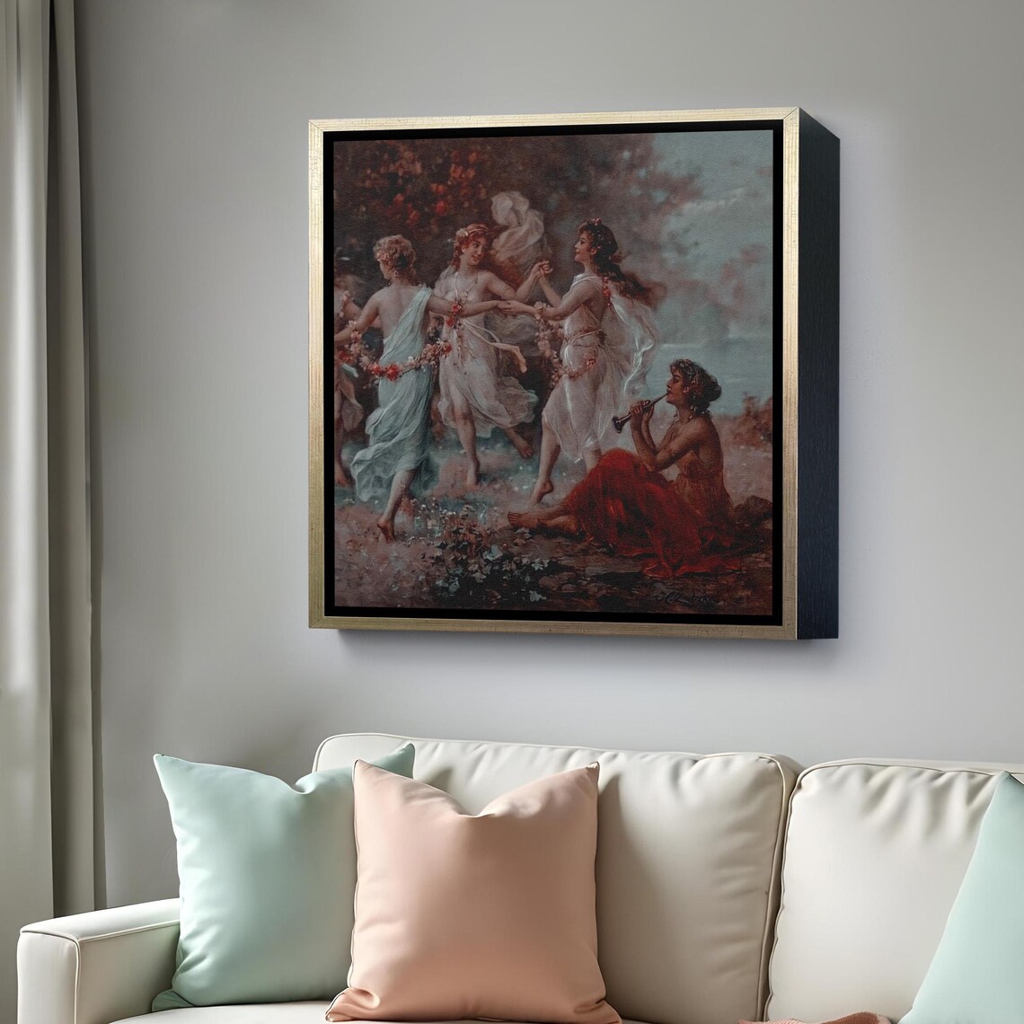 Classical Dancing Nymphs Circle Outdoor Vintage Romantic Oil Painting Wall Poster - Image 4