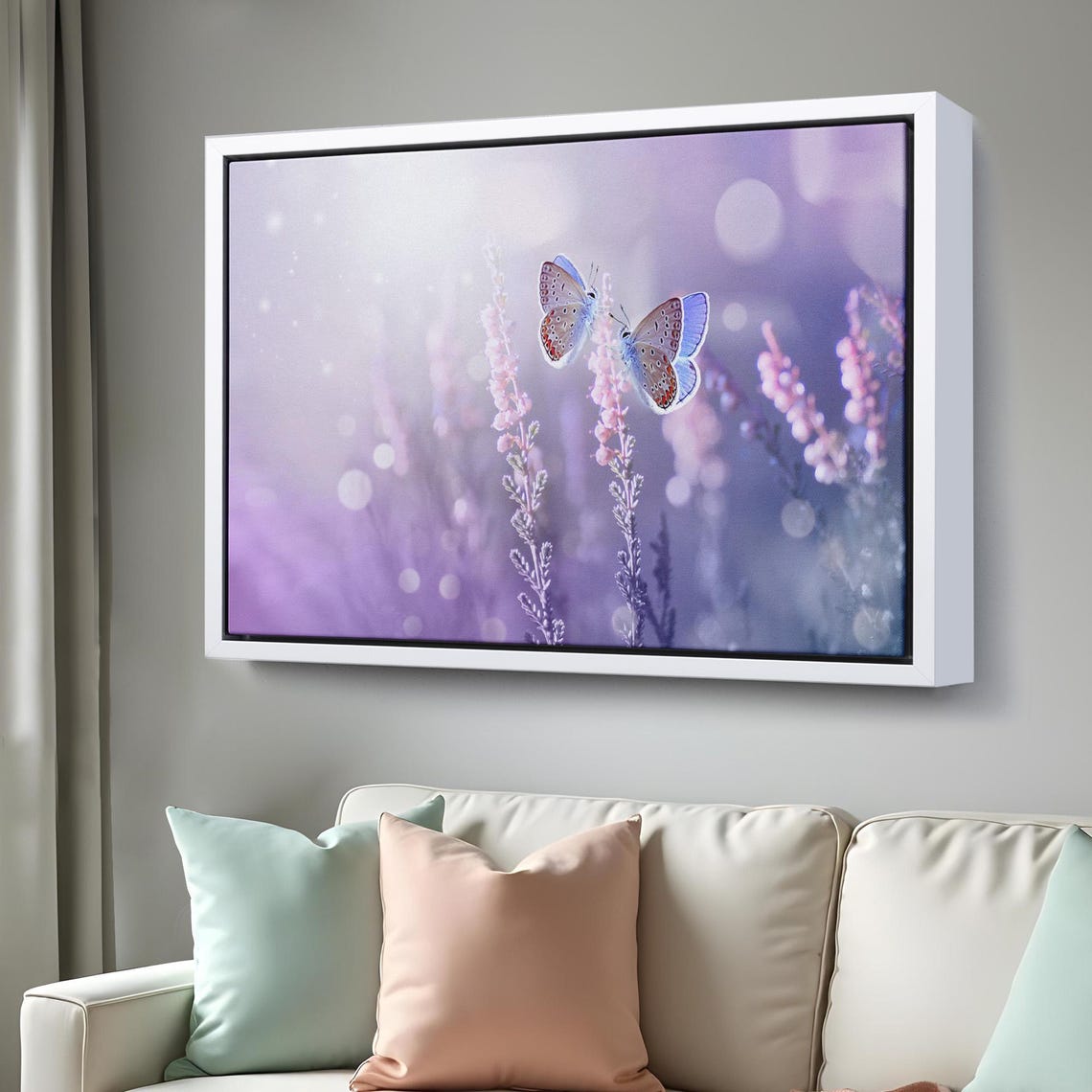 Blue Butterflies Lavender Flowers Purple Bokeh Dreamy Nature Poster - Image 3