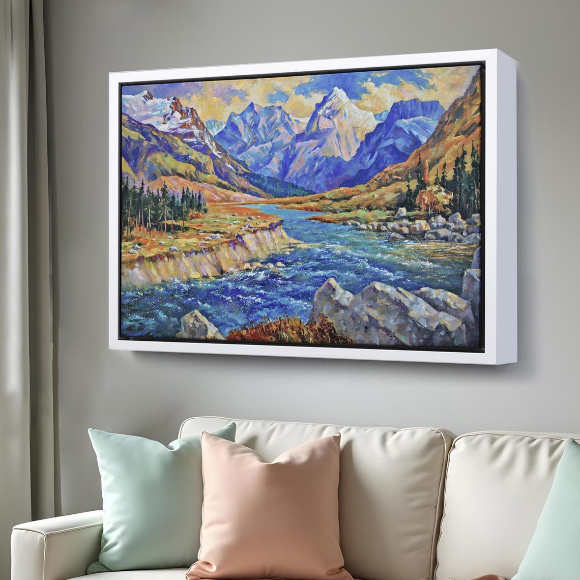 Caucasus Mountains View Oil Painting Style Decorative Art Nature Decor Nature Print Nature Wall Decor - Image 3