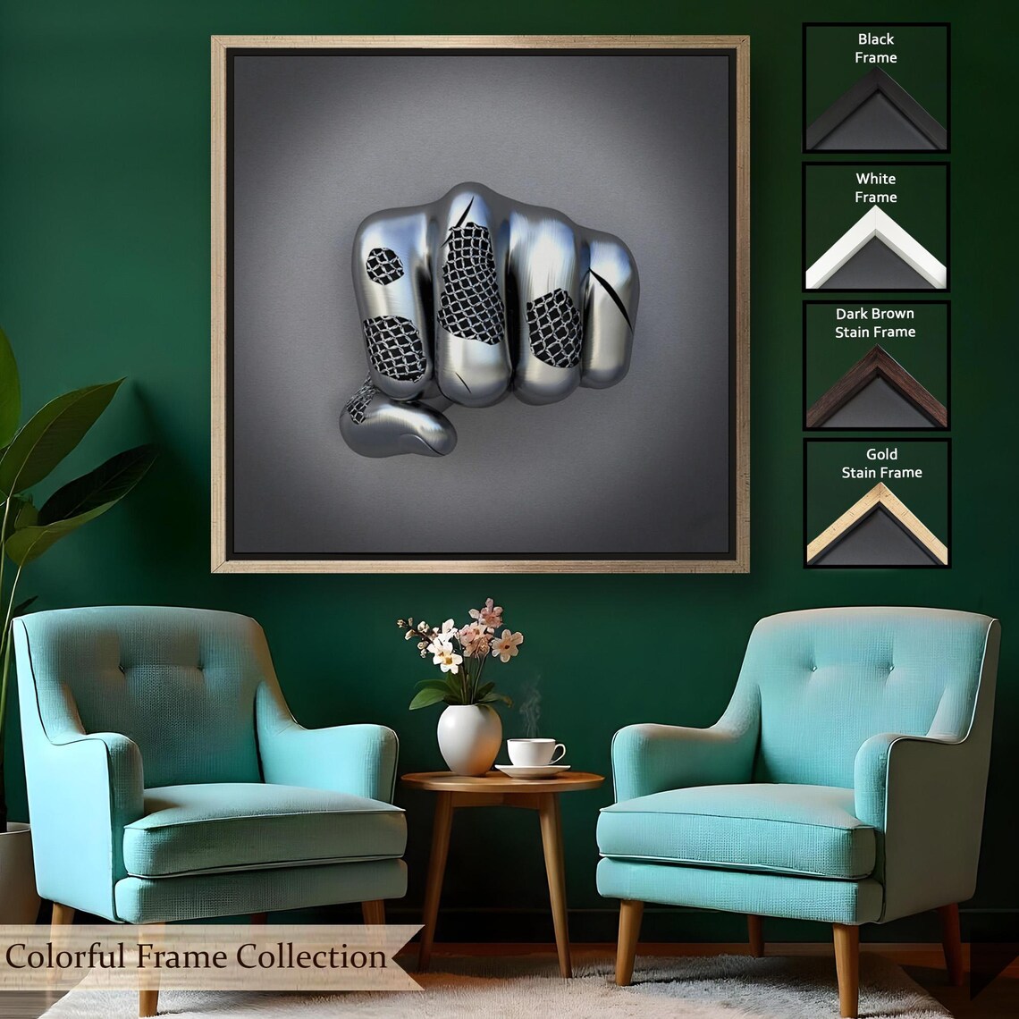 Metallic 3D Effect Modern Surreal Art Print - Image 2