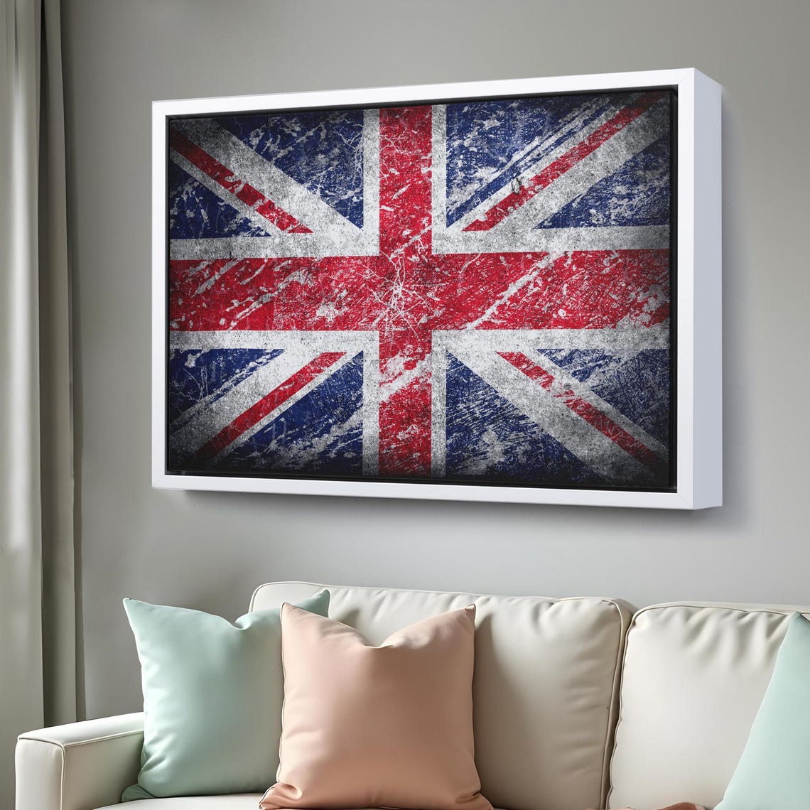 Distressed Union Jack Flag Vintage Grunge British Patriotic Wall Art - Image 3