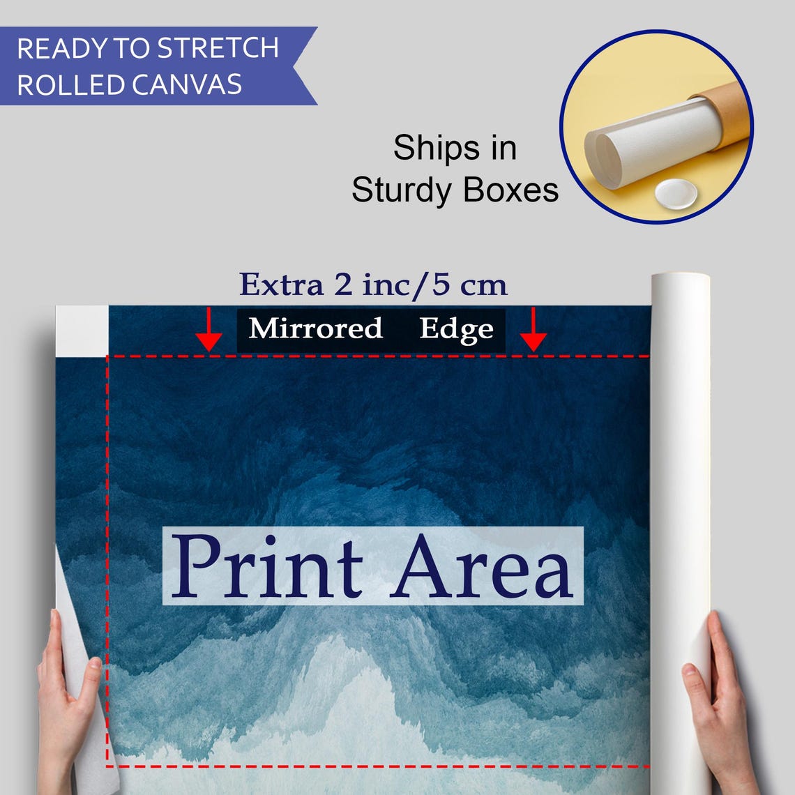 Blue Watercolor Ocean Waves Gradient Relaxing Coastal Art Poster - Image 4