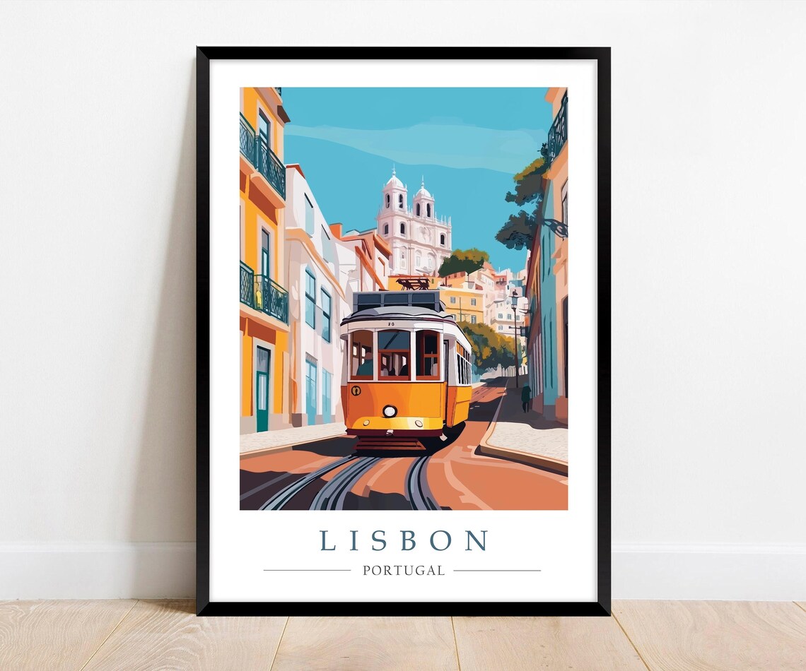Lisbon Tram Minimalist Travel Poster, Portugal