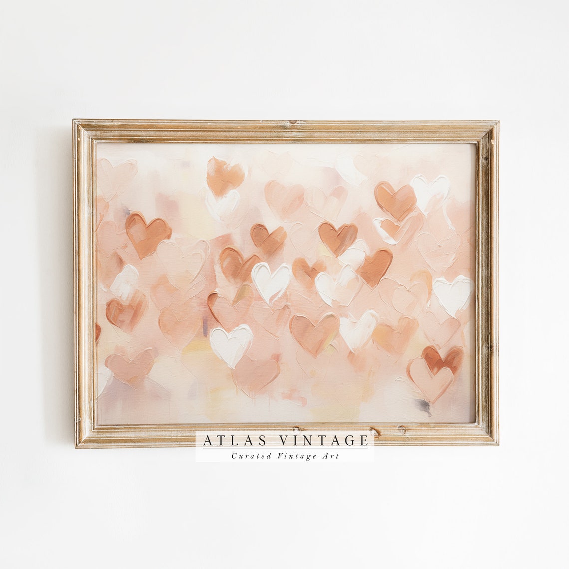 Painted Hearts Pattern in Blush and Terracotta Tones Romantic Poster