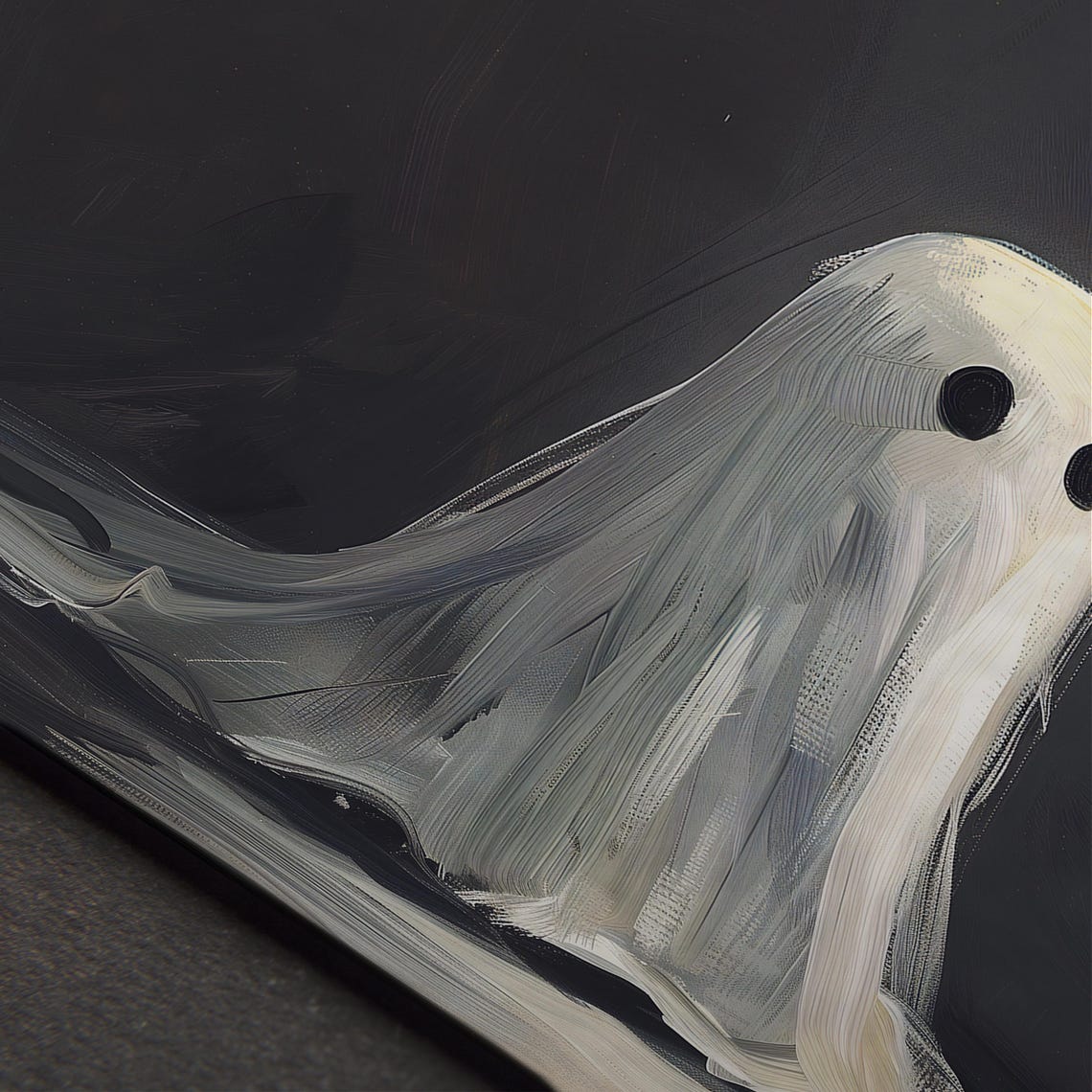 Cute Little Ghost Vintage Style Spooky Halloween Oil Painting Poster - Image 5