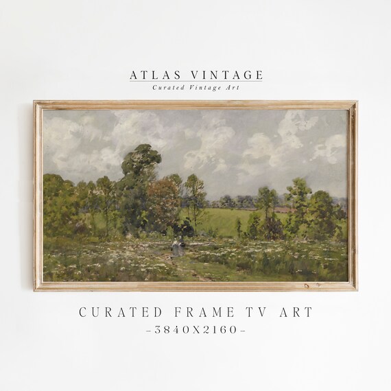 Spring Meadow Path with Lonely Walker Vintage Impressionist Painting Poster