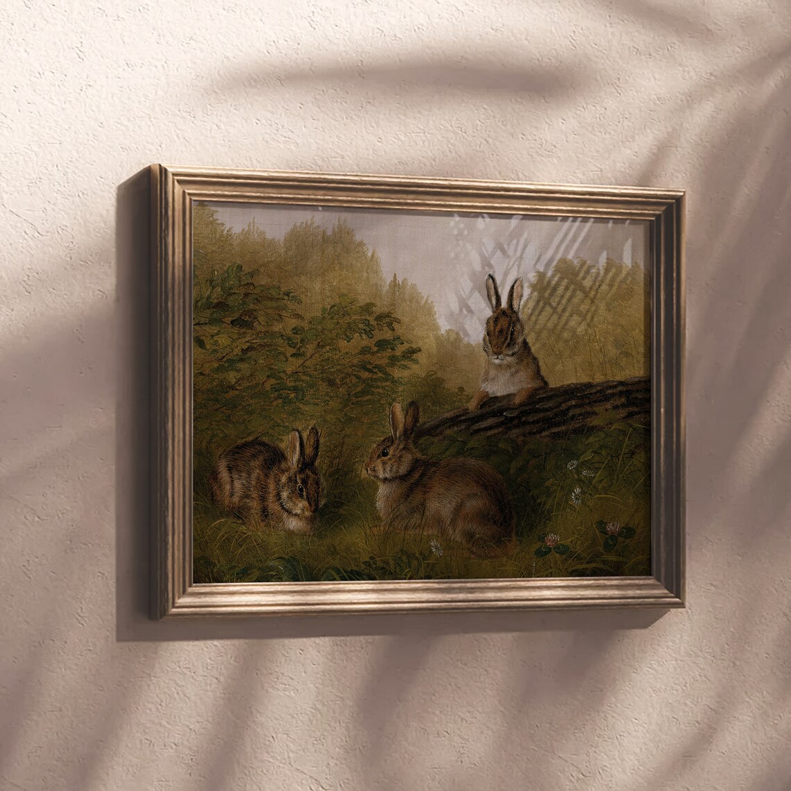Vintage Woodland Rabbit Painting Antique Easter Bunny Family Art Poster - Image 5