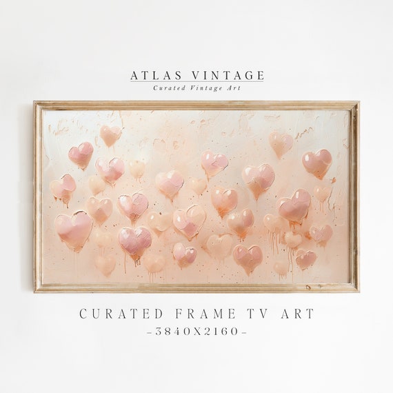Valentines Day Frame Tv Art Vintage Pink Red Heart Painting Frame Tv Romantic Moody Frame Tv Art Heart Abstract Home Dcor