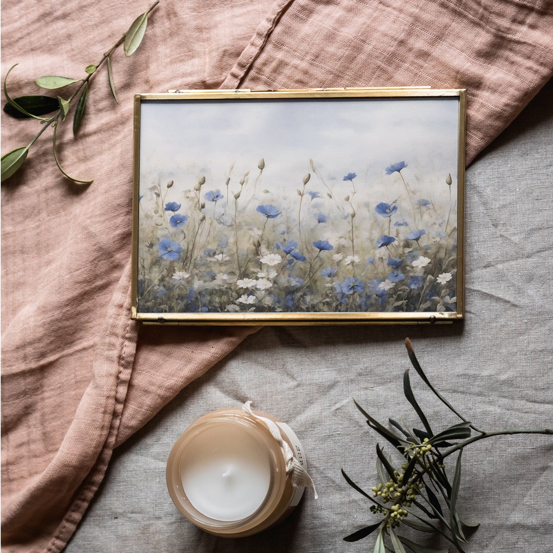 Blue Wildflowers Field with Cornflowers Summer Meadow Poster - Image 3