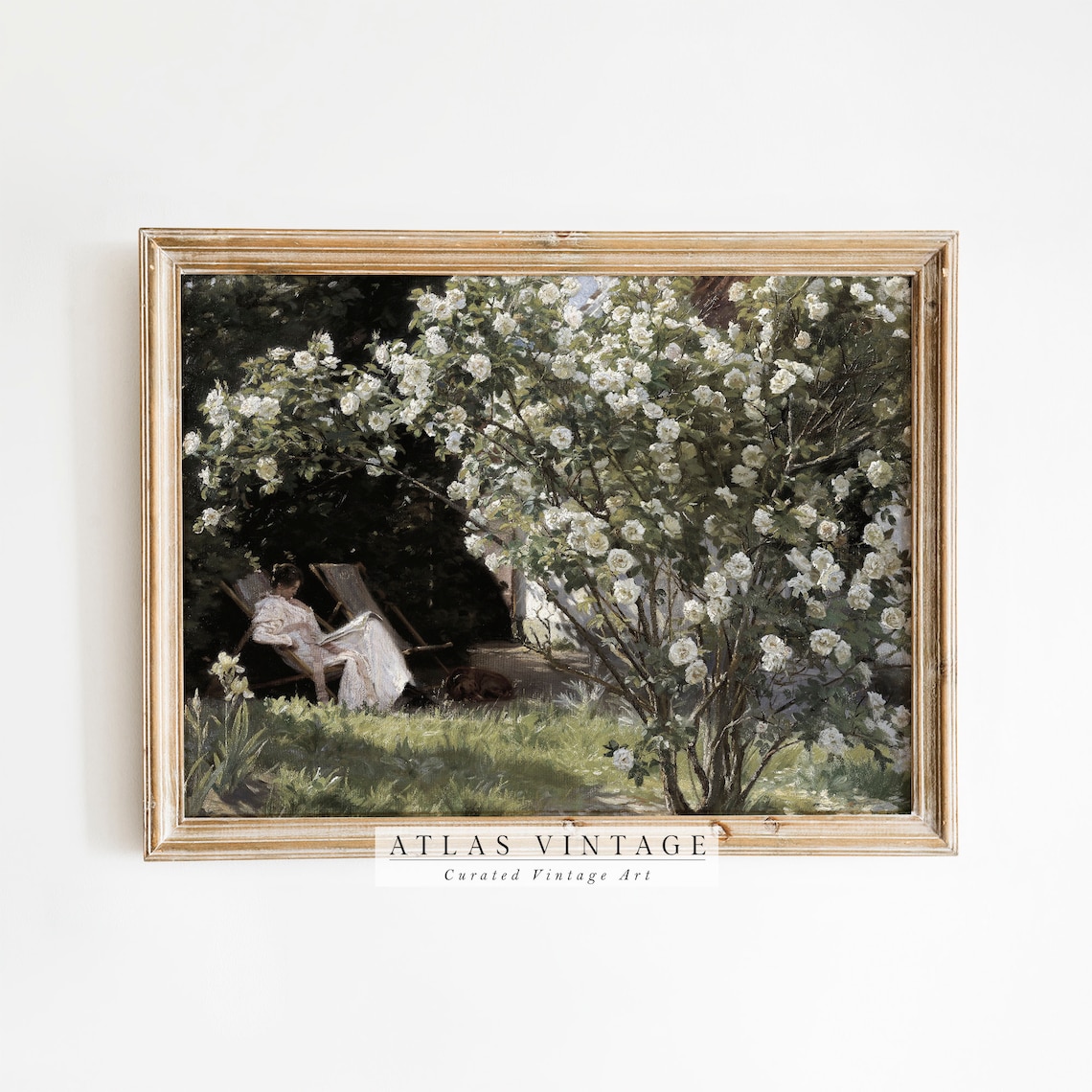 Woman Reading Under Blooming Roses Vintage Impressionist Garden Poster