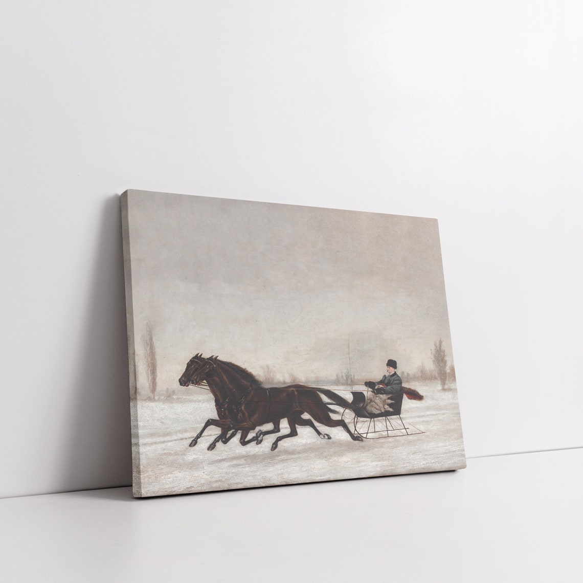 Vintage Winter Print Antique Sleigh Ride Painting Christmas Farmhouse Decor Holiday French Country Wall Art - Image 6