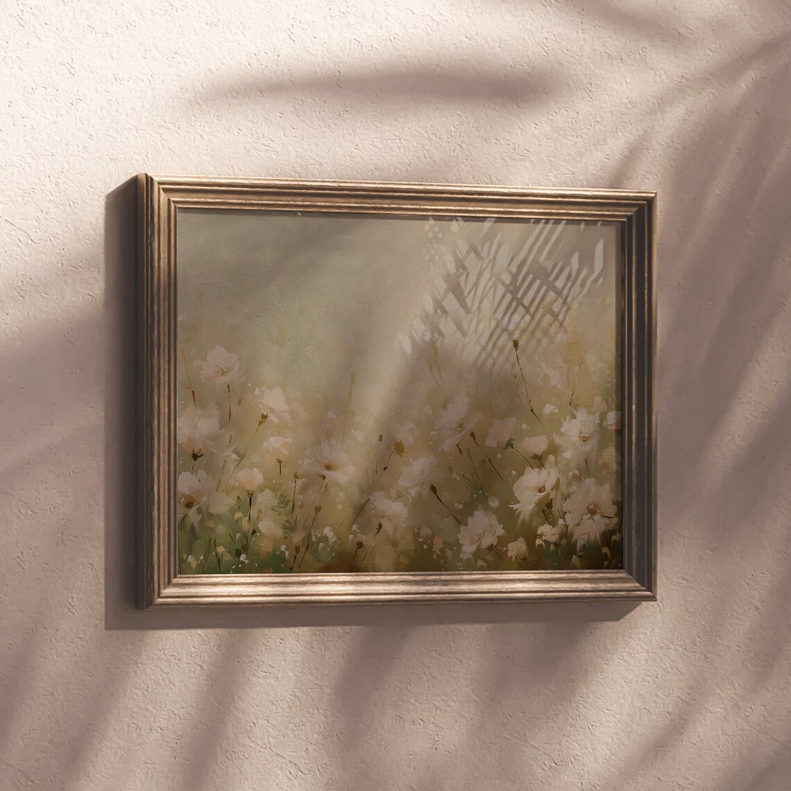 White Wildflowers Field in Soft Neutral Tones Vintage Floral Poster - Image 4