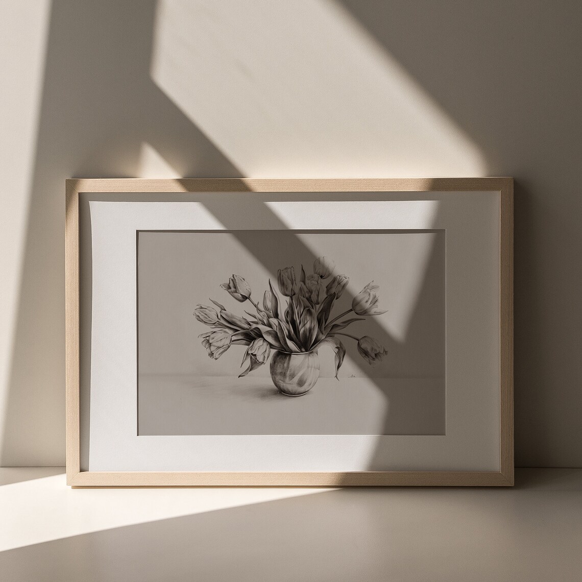 Vintage Tulip Bouquet Sketch Print Monochrome Pencil Drawing Neutral Floral Art - Image 6