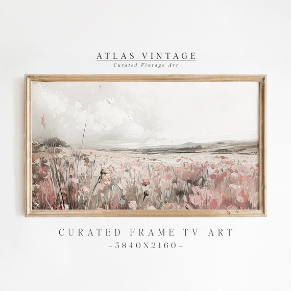 Pale Pink Spring Wildflower Field Vintage Botanical Meadow Poster