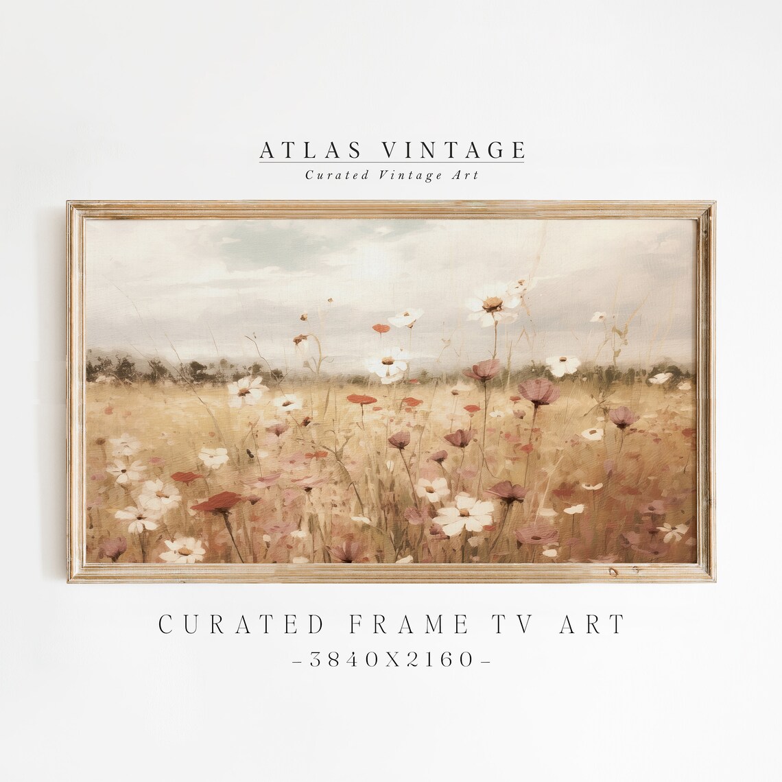 Daisy And Poppy Wildflower Field Warm Tones Frame TV Art Floral Meadow Poster