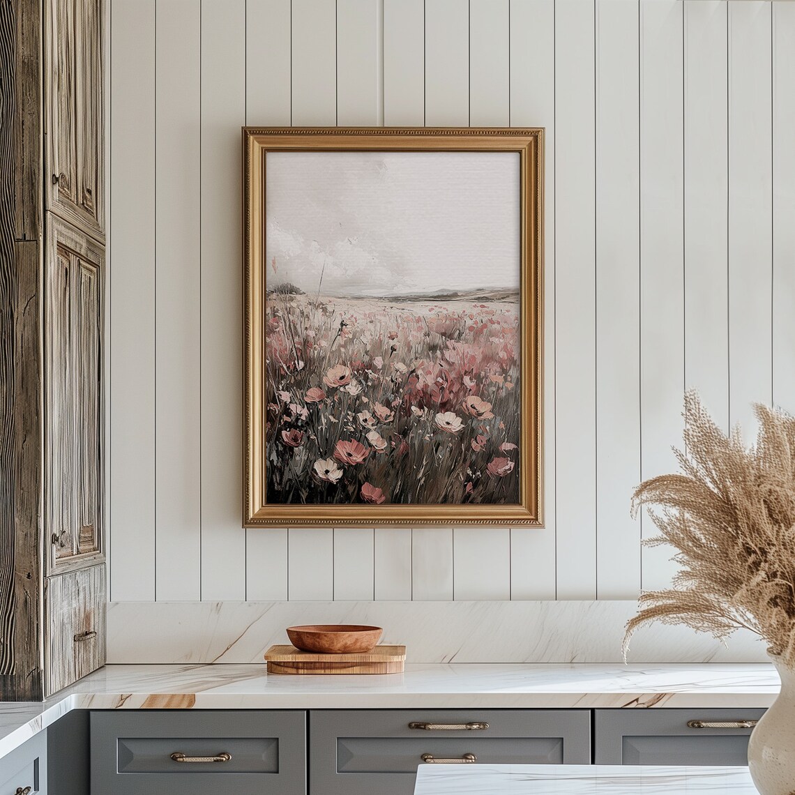 Pink Wildflower Meadow Impressionist Field Vintage Floral Poster - Image 4