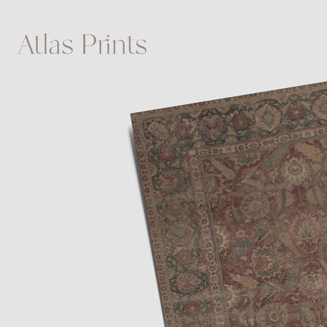 Antique Persian Rug Pattern Red Blue Textile Design Gallery Poster - Image 7