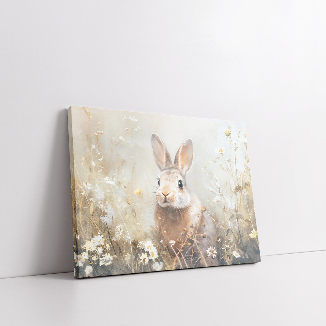 Sweet Bunny Among White Wildflowers Spring Meadow Easter Poster - Image 7