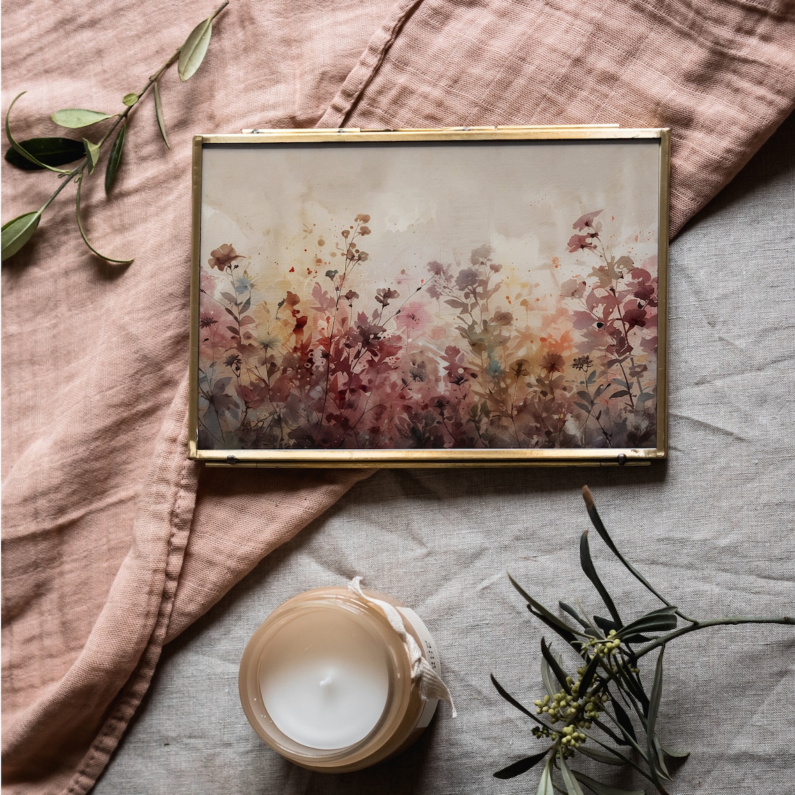 Purple Wildflower Meadow Watercolor Soft Autumn Floral Poster - Image 6