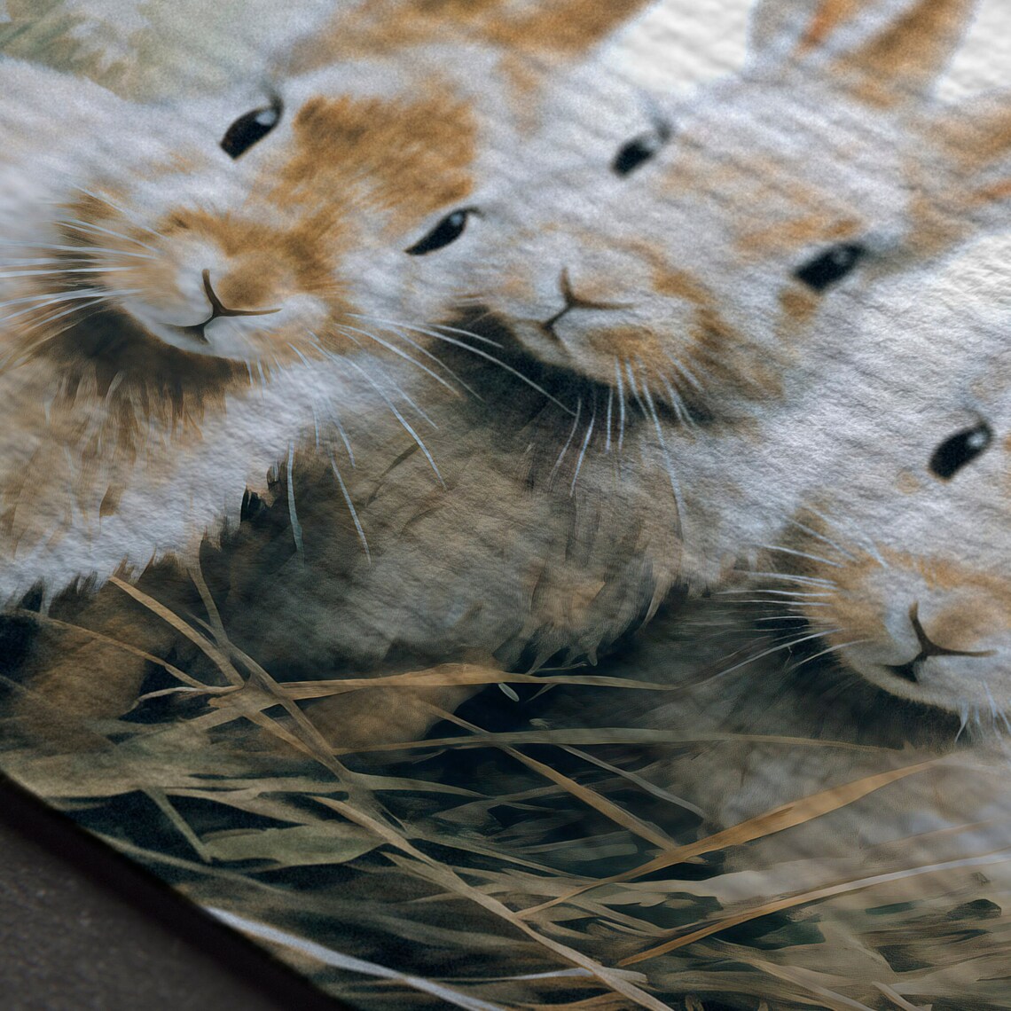 Three Sweet Vintage Bunnies Spring Meadow Grass Easter Nursery Wall Poster - Image 4