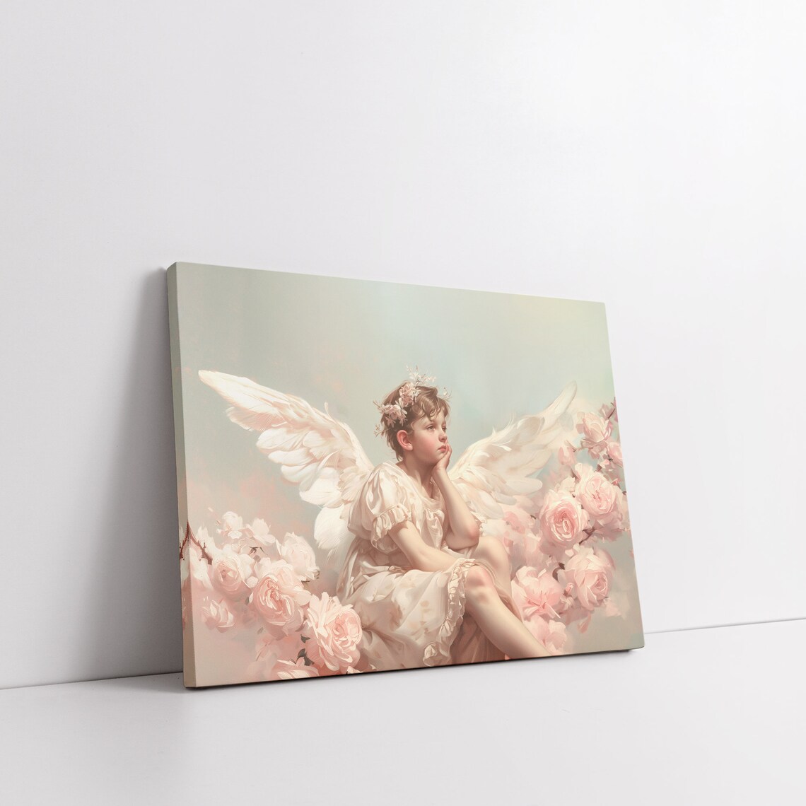Dreamy Cupid Angel Among Pink Roses Romantic Valentine Poster - Image 8