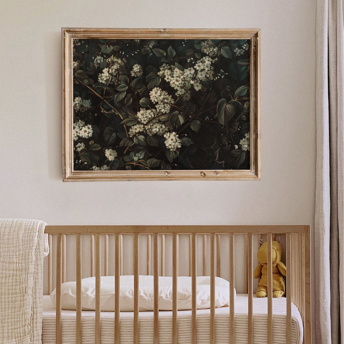 Dark Moody White Blossom Floral Painting Dramatic Flower Poster - Image 4