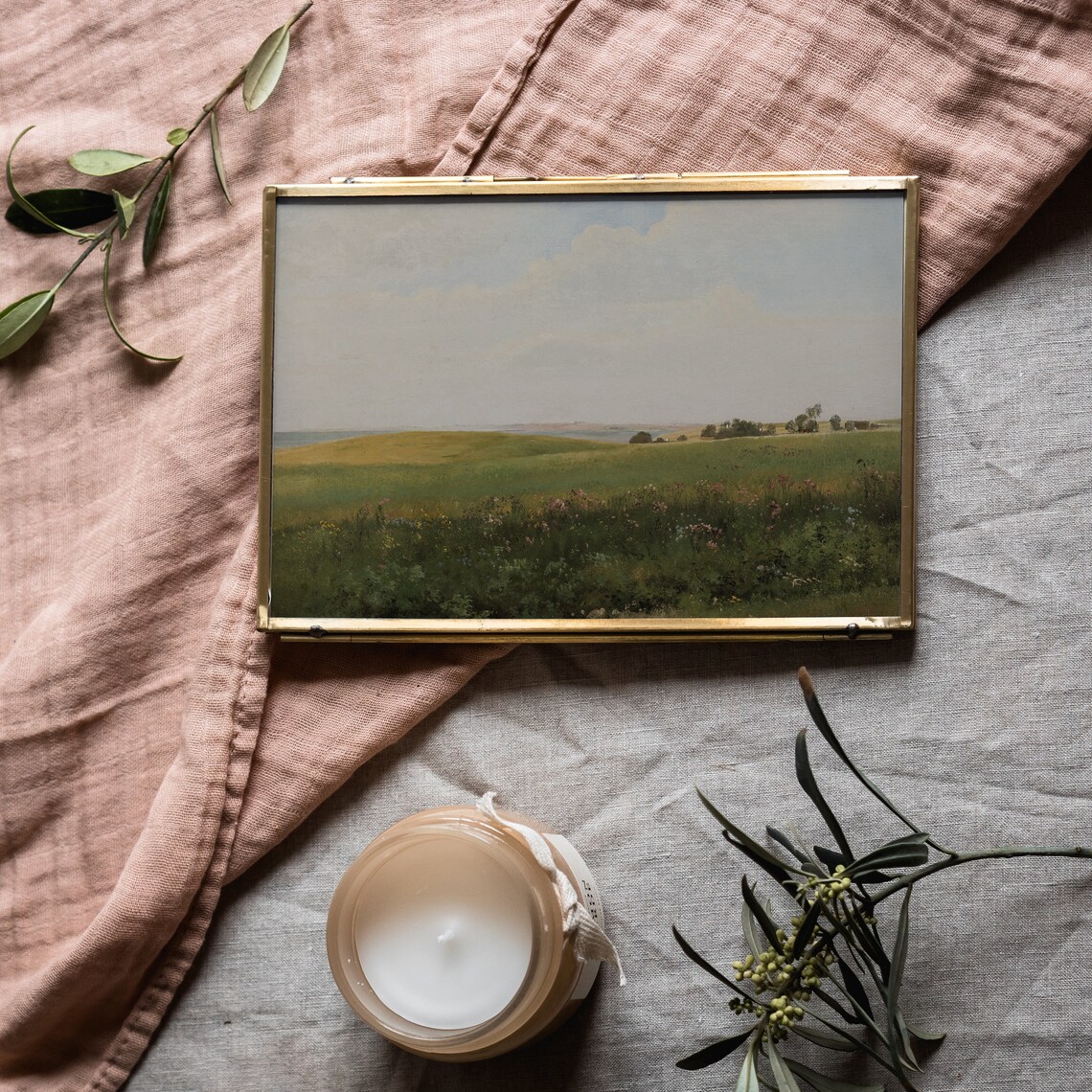 Spring Wildflower Meadow Rolling Hills Vintage Pastoral Landscape Poster - Image 4