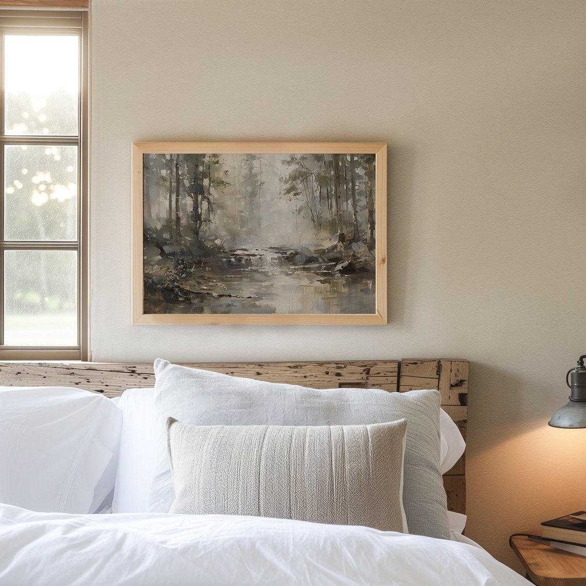 Dark Abstract River Landscape Vintage Muted Neutral Forest Poster - Image 7