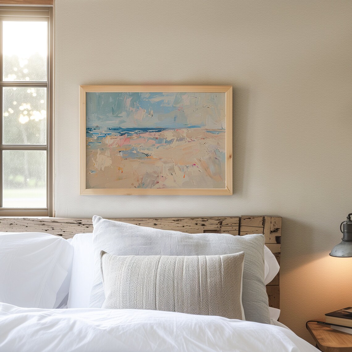 Vintage Blue Ocean Beach Abstract Seascape Modern Pastel Poster - Image 6