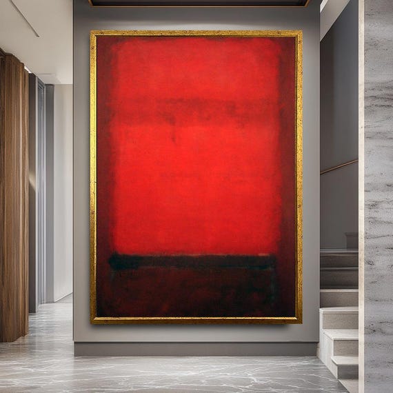 Rothko Style Abstract Canvas Art Crimson Black Color Field Painting