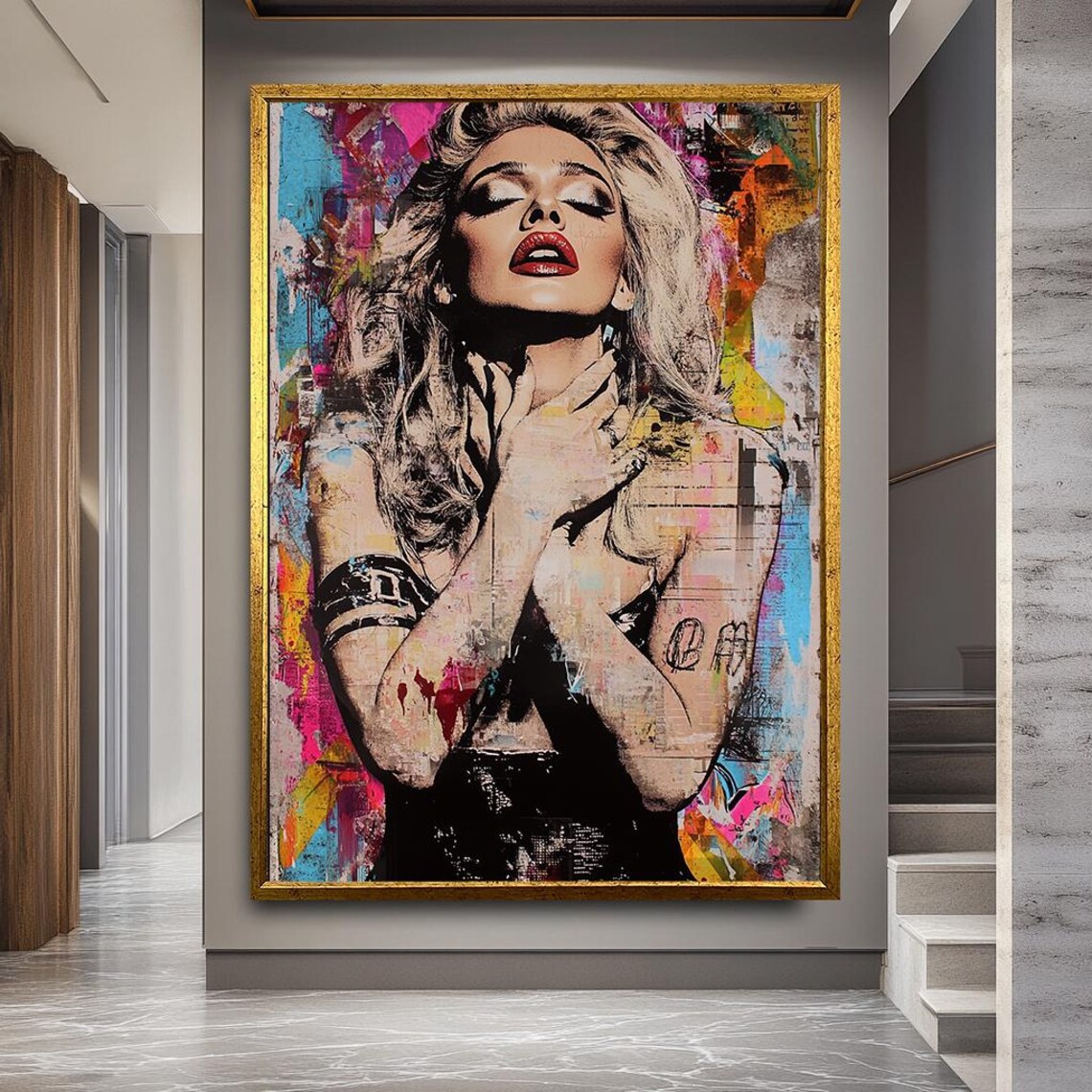 Pop Art Female Portrait, Modern Graffiti Style