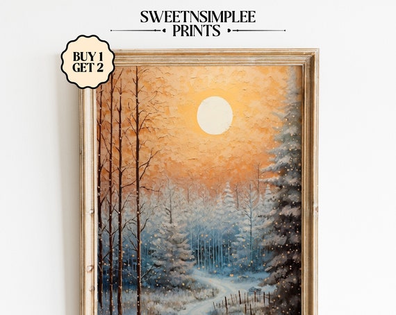 Winter Landscape Print Snowy Forest Oil Painting Snowy Landscape Painting Snow And Sun In Forest Cozy Decor Art Print Art