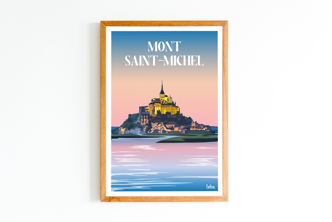Mont Saint-Michel Vintage Minimalist Travel Poster