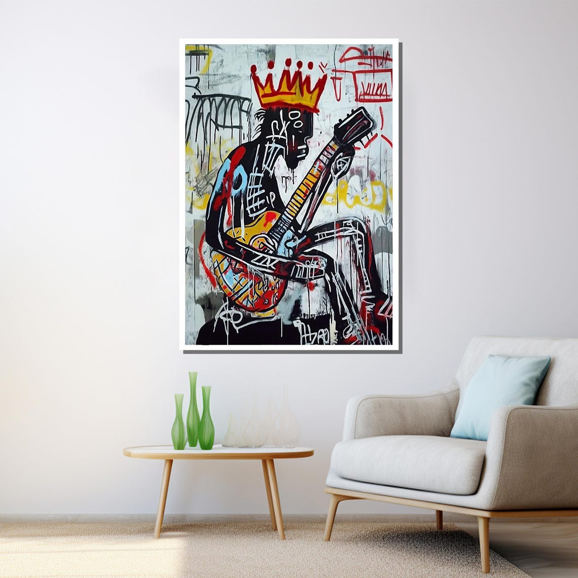 Abstract Guitarist Painting Bold Graffiti Inspired Wall Art Modern Music Artwork Unique Home Decor Gift - Image 3