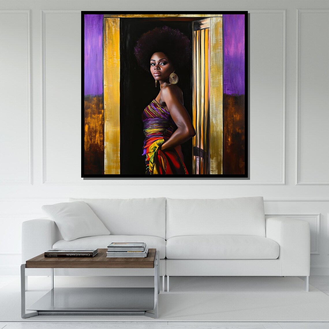 Bold African Woman With Afro In Doorway Colorful Portrait Poster - Image 5