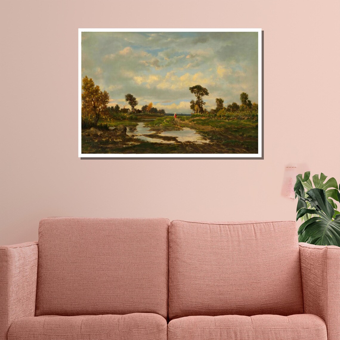 Charles Francois Daubigny Stream Meadow Cloudy Sky Landscape Poster - Image 3