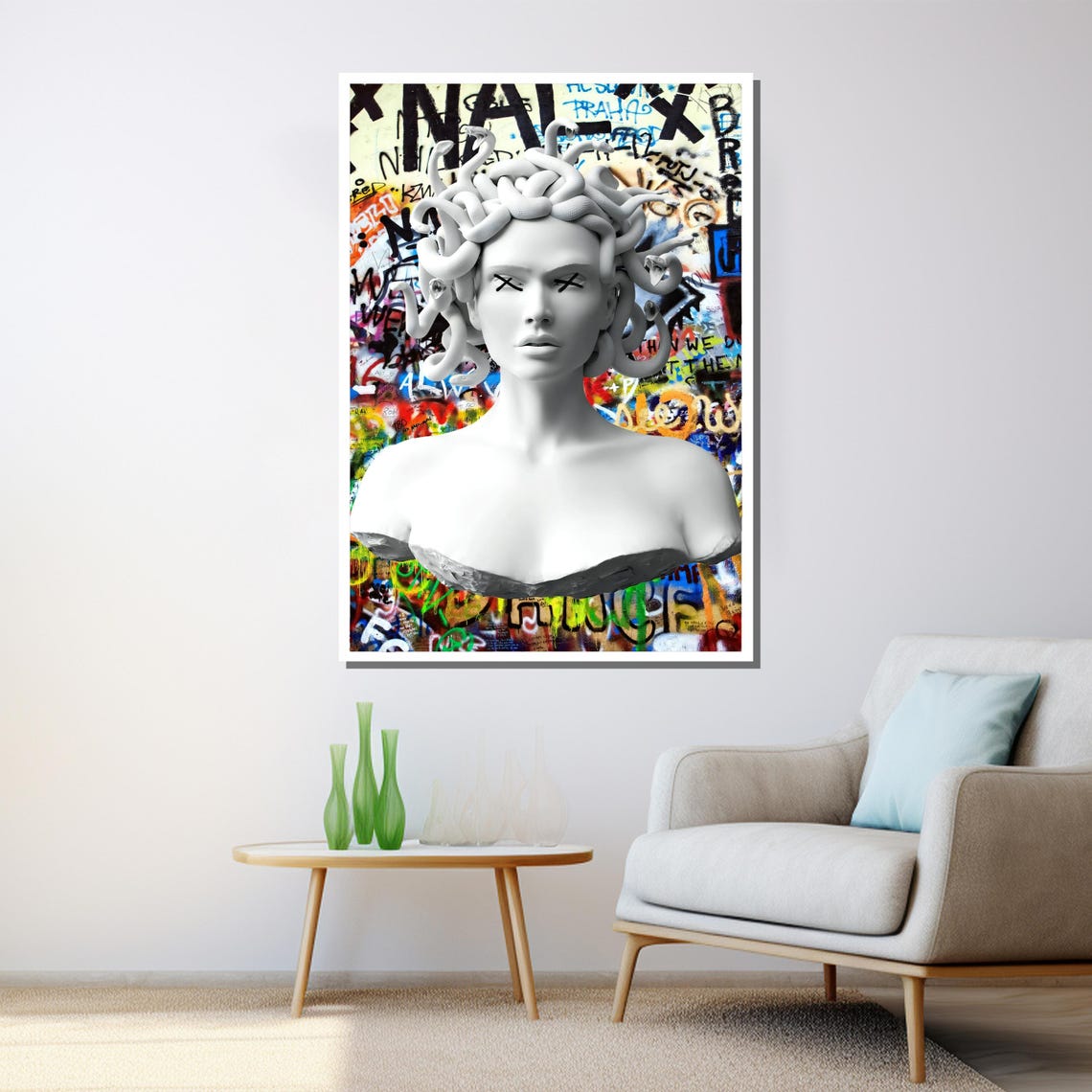 Graffiti Medusa Painting Bold Mythology Inspired Wall Art Modern Colorful Decor Unique Artwork Gift - Image 3