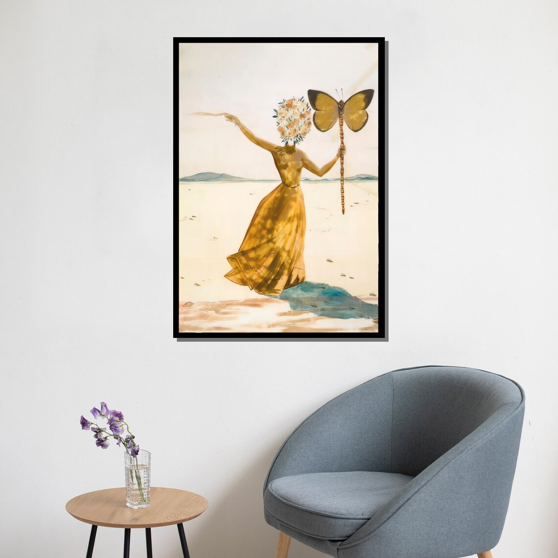 Salvador Dalí Woman With Butterfly Surrealist Art Print - Image 5