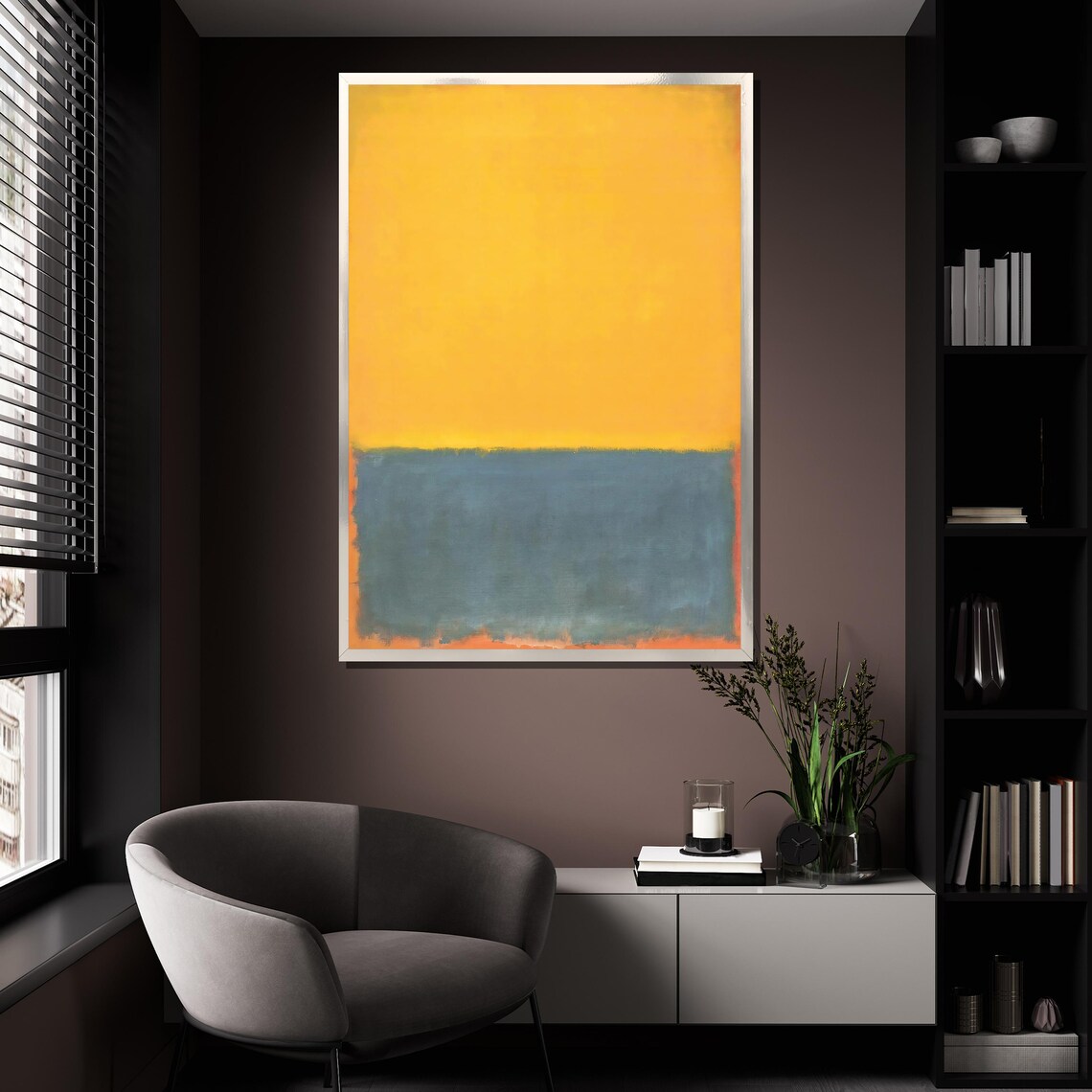Mark Rothko Style Golden Yellow Over Blue Gray Color Field Poster - Image 4