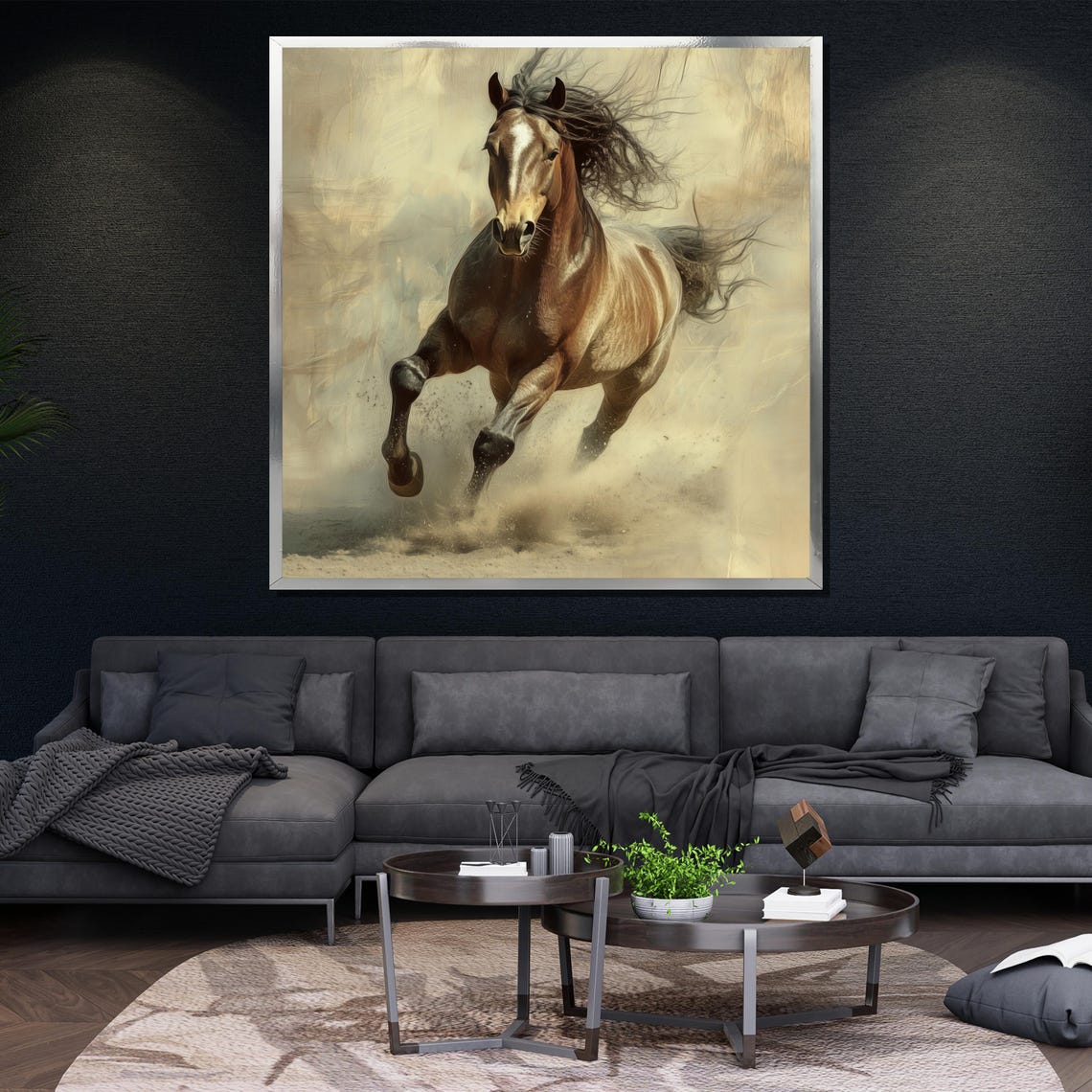 Brown Horse Galloping Dust Elegant Wild Stallion Speed Wall Art - Image 4