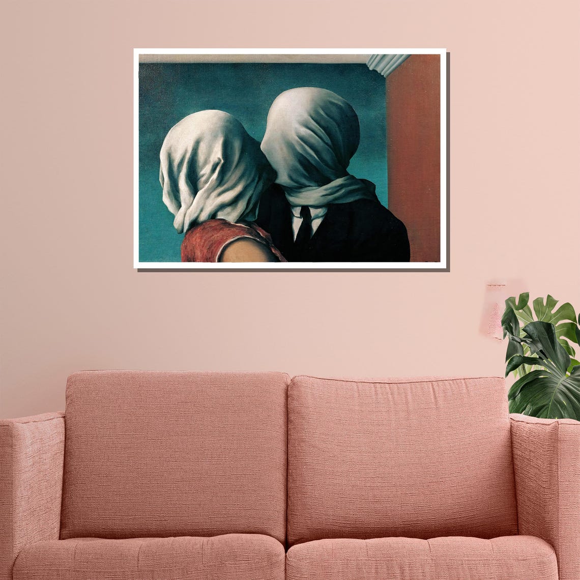Ren Magritte The Lovers Shrouded Embrace Surreal Romance Poster - Image 3