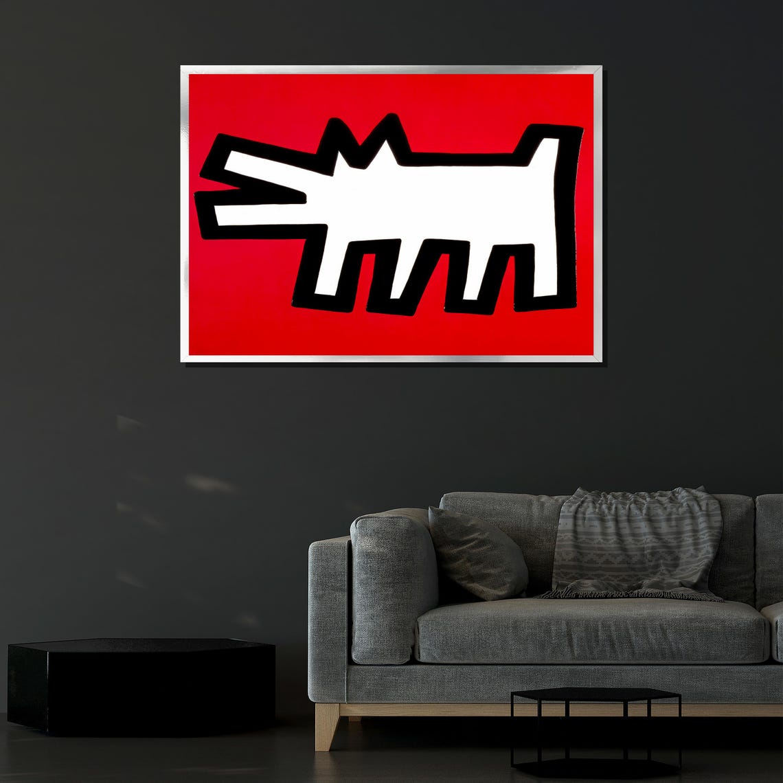 Bold Red And White Dog Pop Art Modern Wall Art With Graphic Design For Home Decor Or Gift - Image 4
