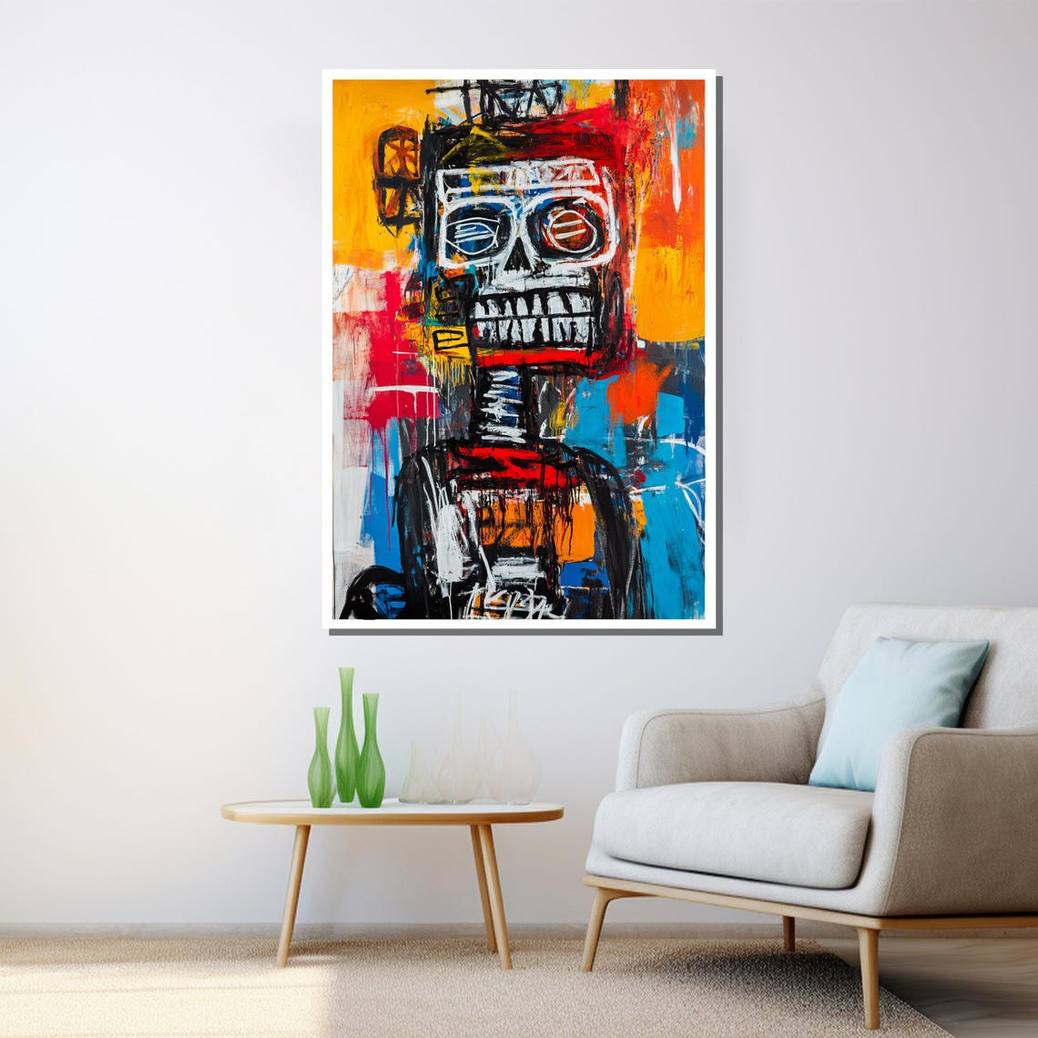 Abstract Skull Painting Bold And Colorful Wall Art For Modern Home Contemporary Art Gift - Image 3