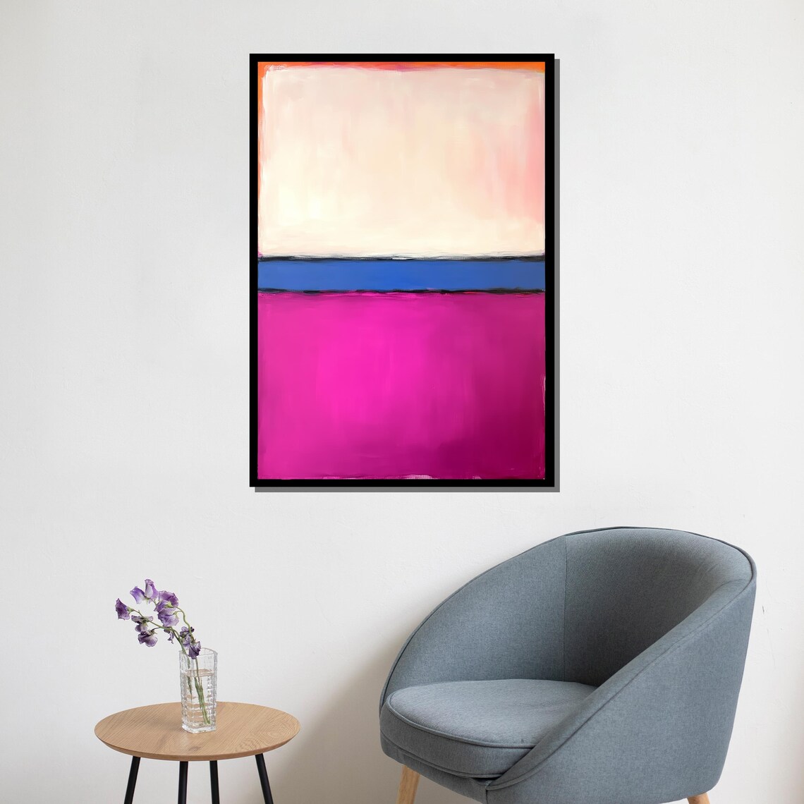 Mark Rothko Style Pink Blue And Magenta Stacked Color Field Poster - Image 5